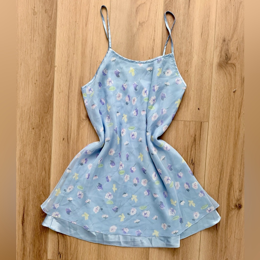 90’s Blue Floral Slip Dress